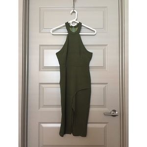 Midi, Ribbed Dress in Green